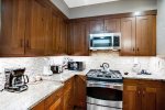 Granite countertops and stainless steel appliances